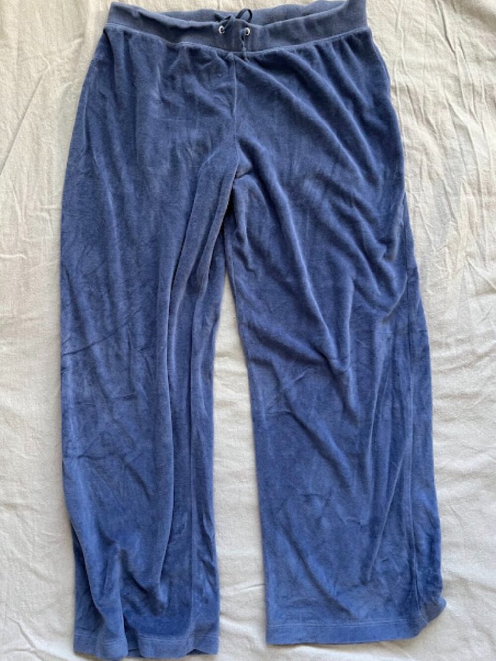 REAL COMFORT By CHADWICKS Blue Velour Wide Leg Pants Petite Large PL